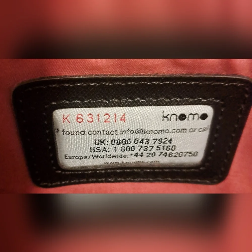 NWOT Knomo Black Quilted Velour Lined Laptop School Work Business Travel Bag